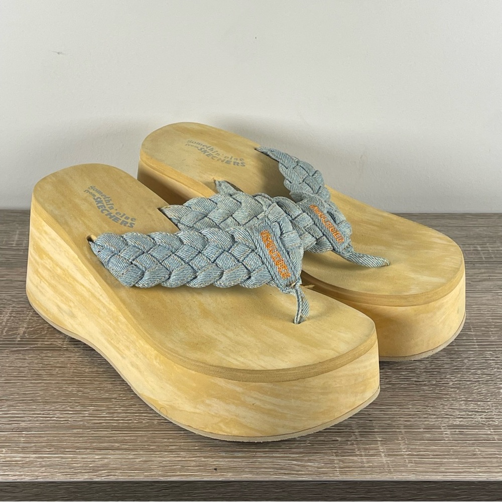Y2K Skechers Somethin’ Else Platform Flip Flops Wedge Thong Sandals - Size 9